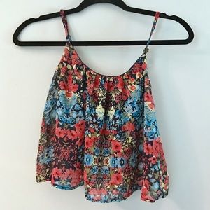 LA Hearts Floral Cropped Tank Top